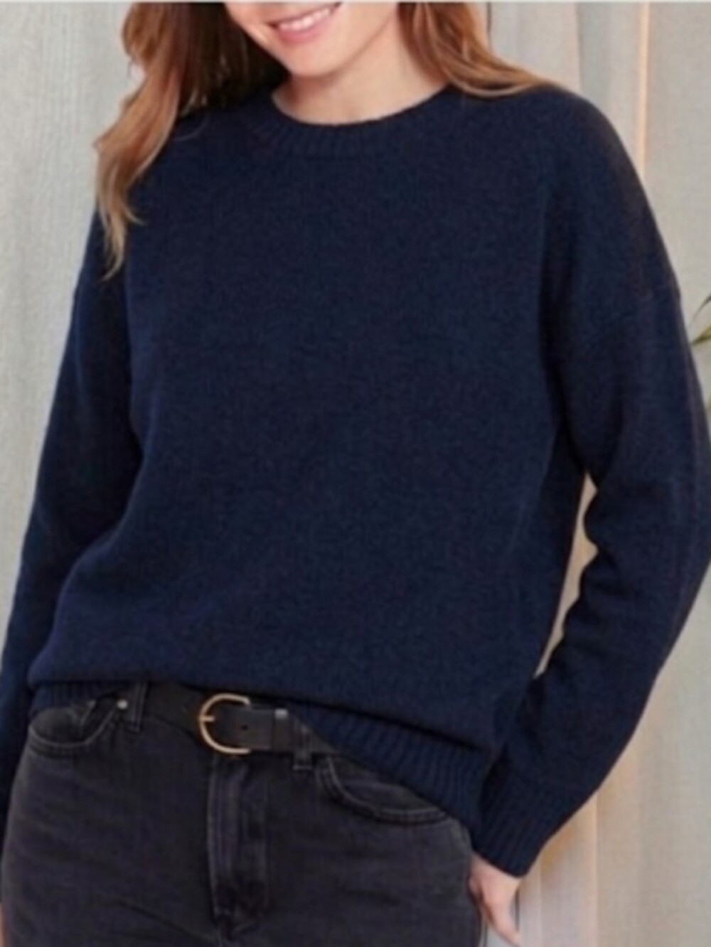 Not Monday Blue Cashmere Sweater Crew Mila Large